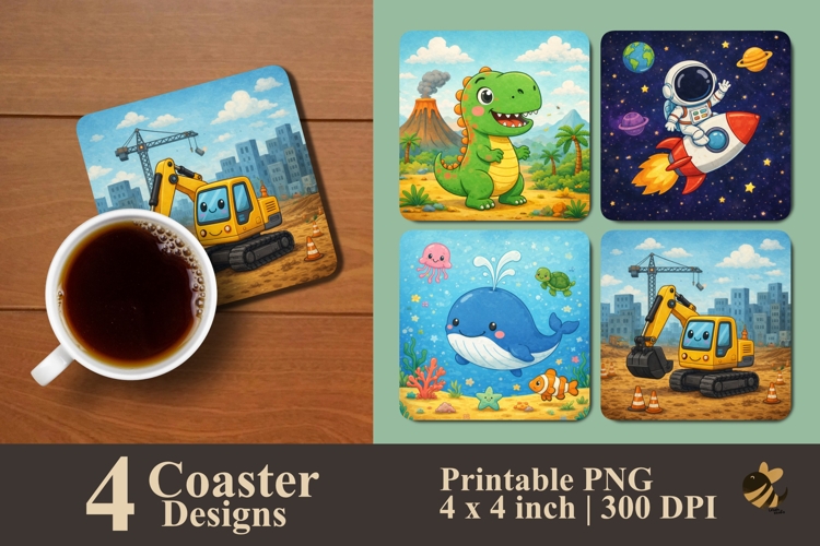 Colorful Kids’ Journey Coaster Sublimation Designs