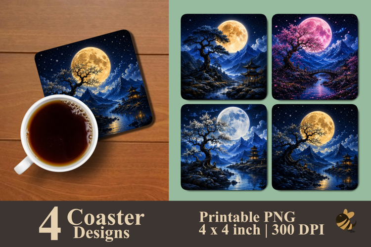 Silent Night Realms Coaster Sublimation Designs