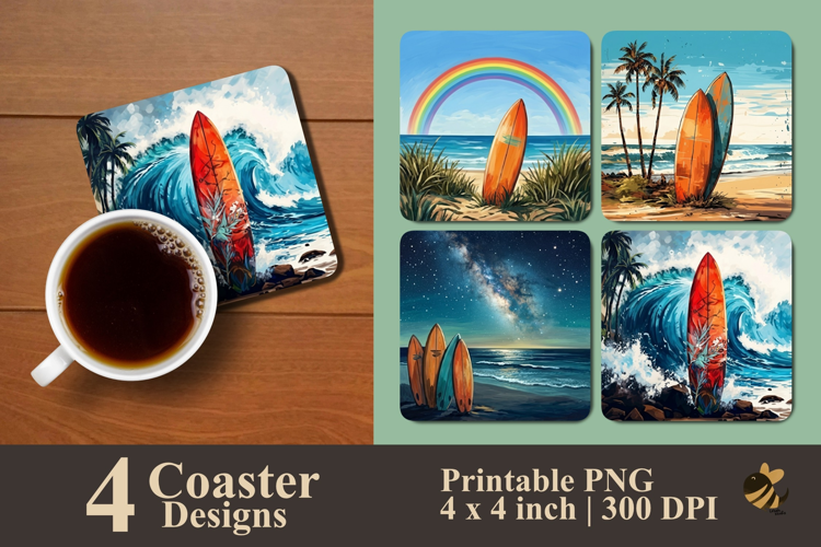 Surf Paradise Collection Coaster Sublimation Designs