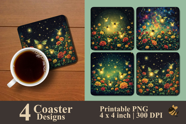 Firefly Garden Collection Coaster Sublimation Designs