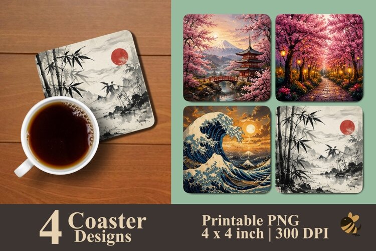 Japanese Essence Coaster Sublimation Designs example image 1