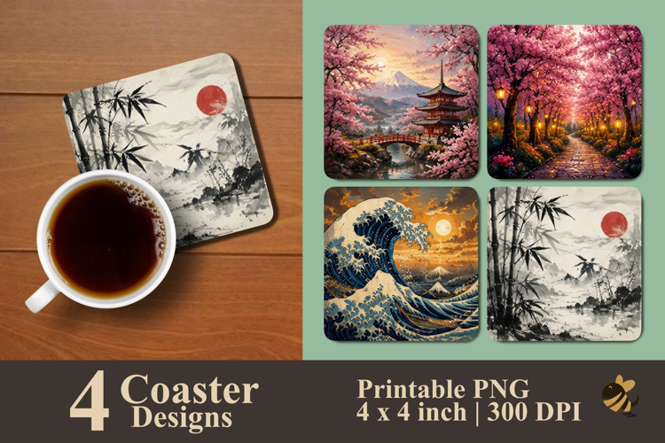 Japanese Essence Coaster Sublimation Designs
