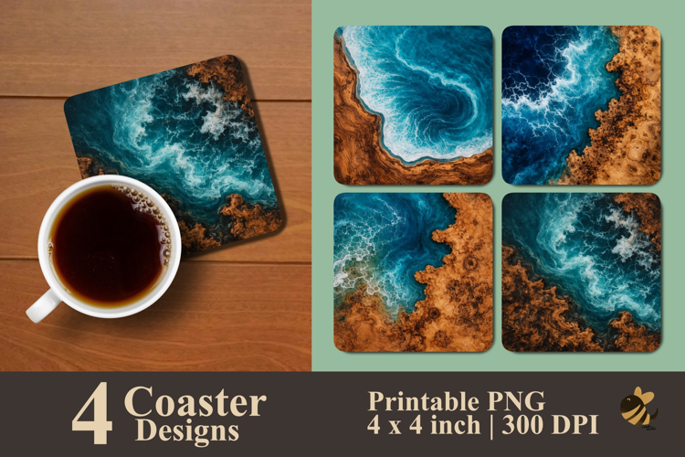 Strait Waves Coaster Sublimation Designs
