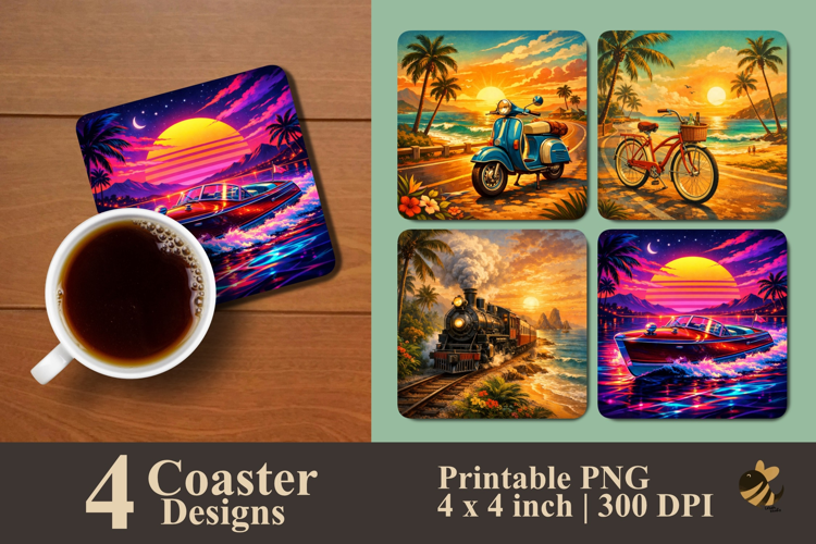Coastal Adventures Coaster Sublimation Design