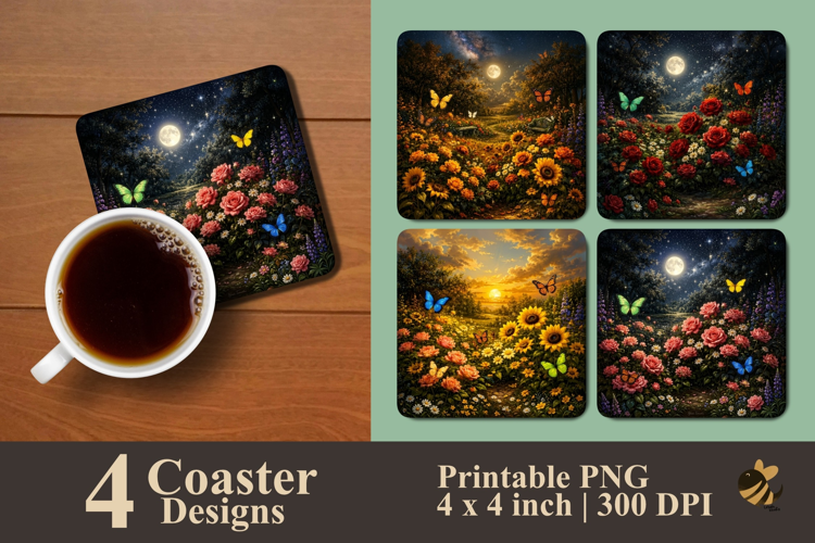 Garden of Light Coaster Sublimation Designs