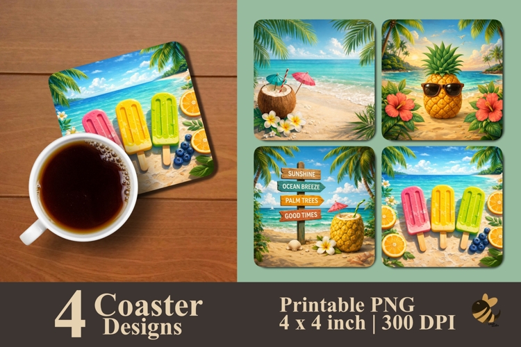 Tropical Delight Coaster Sublimation Design