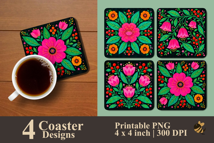 Floral Essence Coaster Sublimation Designs