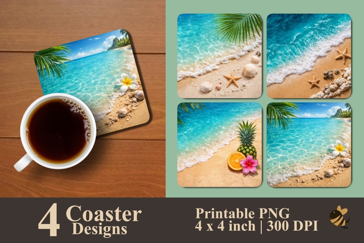 Sandy Paradise Coaster Sublimation Design