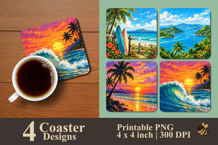 Coastal Dreams Collection Coaster Sublimation Designs