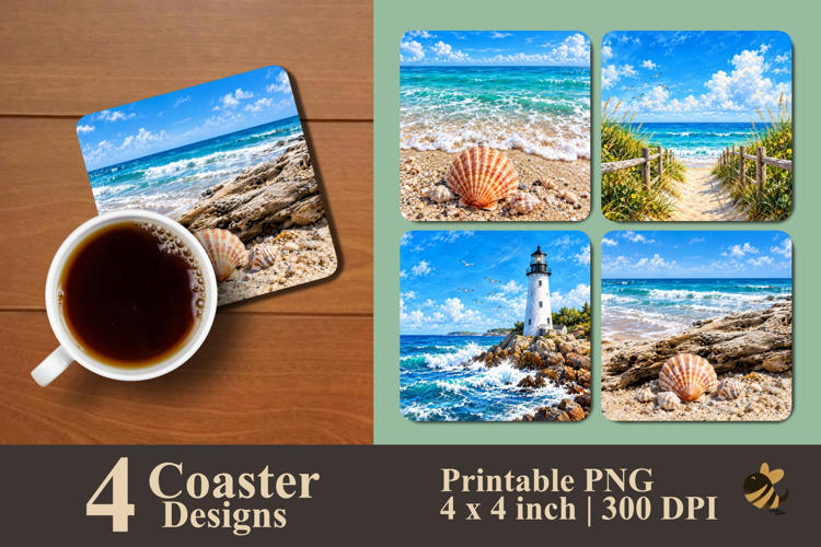 Seaside Path Series Coaster Sublimation Designs