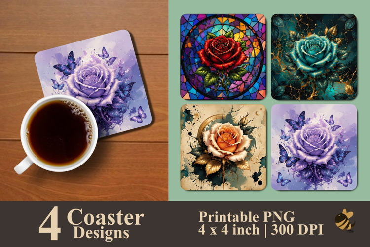 Enchanted Roses Coaster Sublimation Designs
