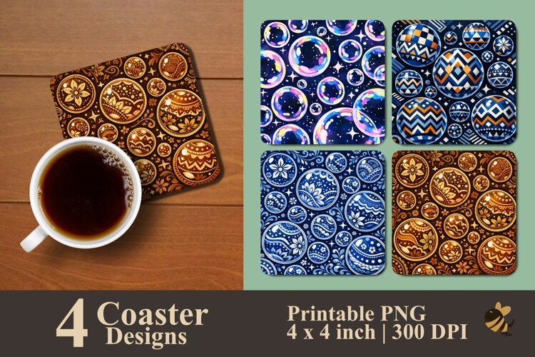 Colorful Bubble Realms Coaster Sublimation Designs example image 1