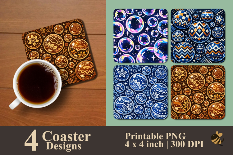 Colorful Bubble Realms Coaster Sublimation Designs