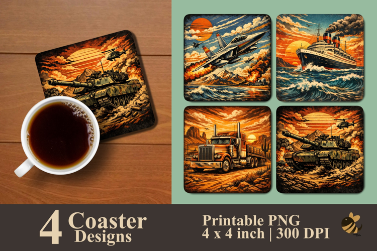 Sunset Convoy Coaster Sublimation Design