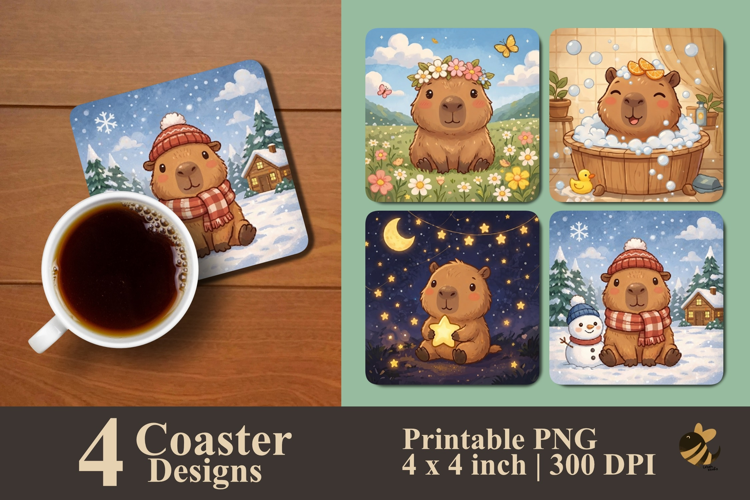 Cozy Capybara Coaster Sublimation Designs