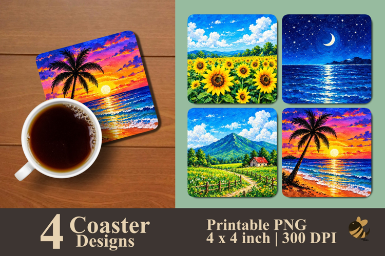 Tropical Scenery Coaster Sublimation Designs