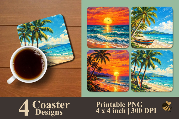 Tropical Haven Series Coaster Sublimation Designs