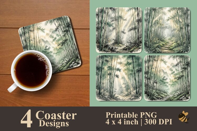 Bamboo Forest Art Coaster Sublimation Designs example image 1