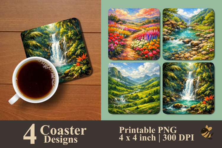 Nature’s Escape Coaster Sublimation Design