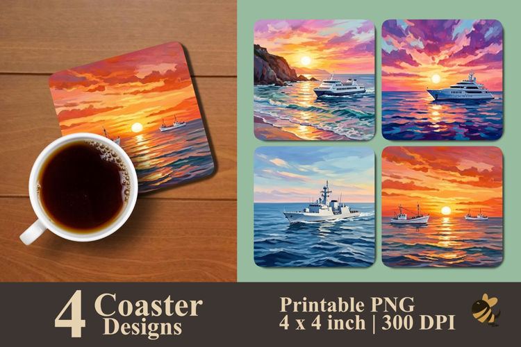 Maritime Horizons Collection Coaster Sublimation Designs