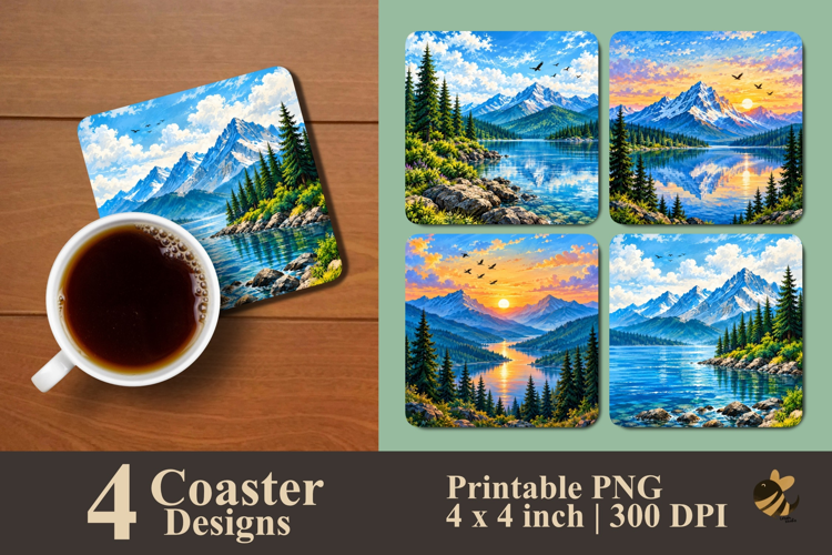 Majestic Mountain Views Coaster Sublimation Designs