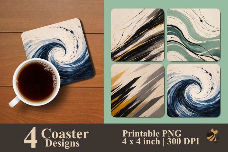 Abstract Currents Coaster Sublimation Design example image 1