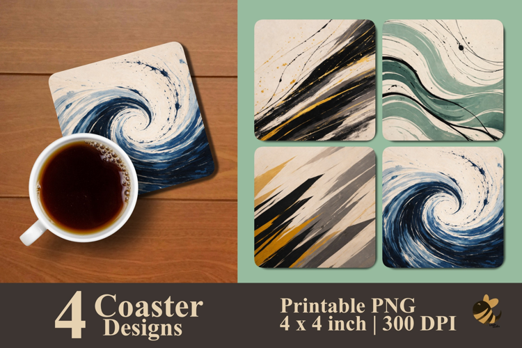 Abstract Currents Coaster Sublimation Design