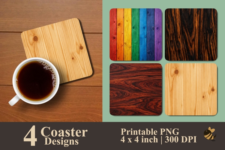 Wood Texture Collection Coaster Sublimation Design