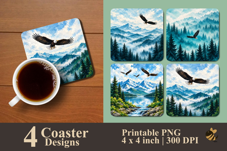 Eagle’s Horizon Series Coaster Sublimation Designs