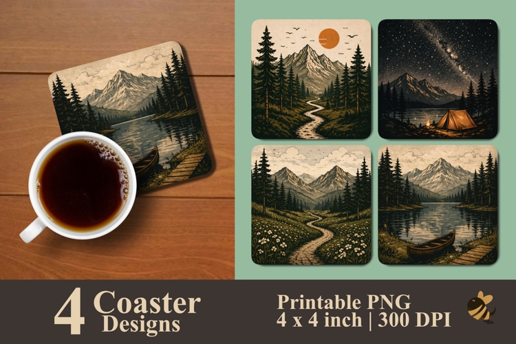 Outdoor Escape Series Coaster Sublimation Designs