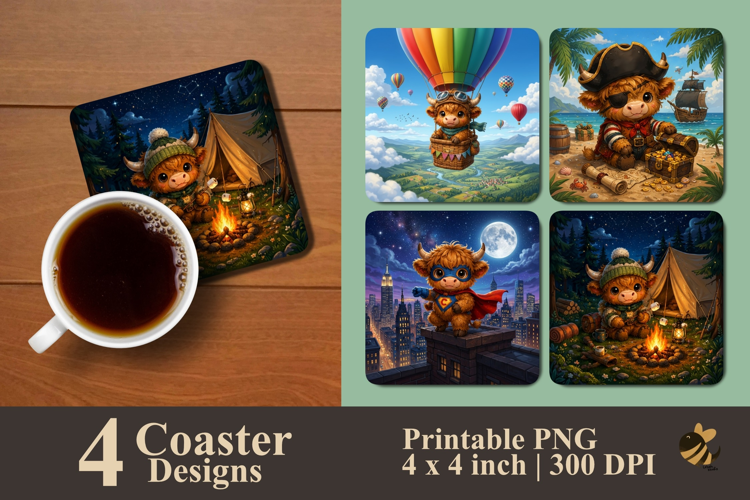 Super Moo Journeys Coaster Sublimation Designs