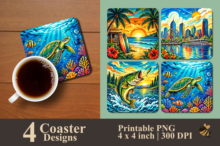 Azure Paradise Collection Coaster Sublimation Designs