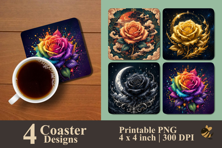 Mythic Roses Coaster Sublimation Designs