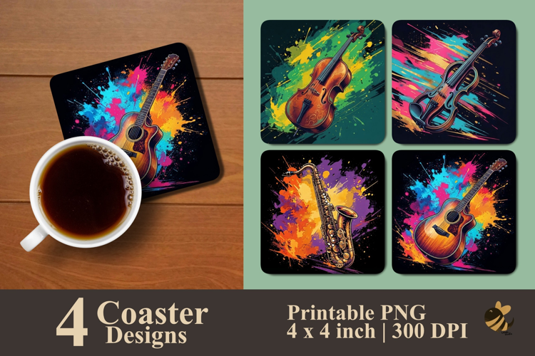 Musical Splash Collection Coaster Sublimation Designs
