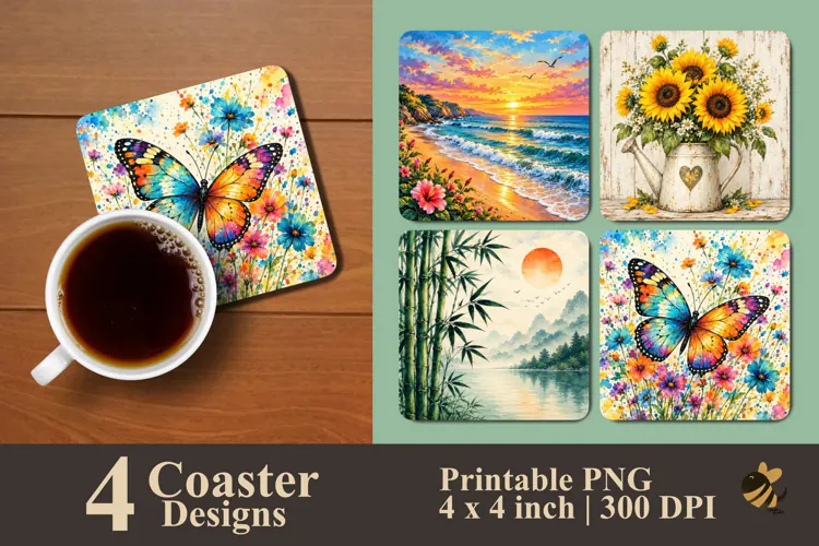 Floral & Scenic Nature Coaster Sublimation Designs