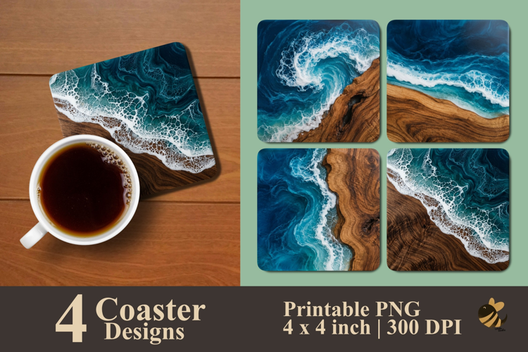 Ocean Driftwood Collection Coaster Sublimation Designs