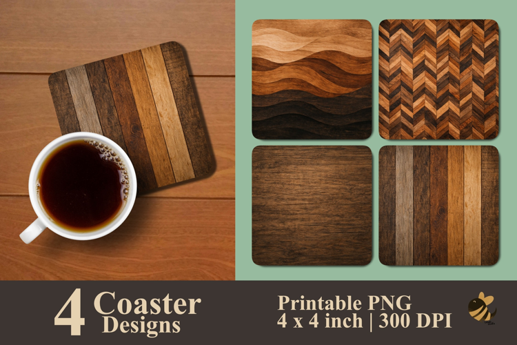 Rustic Wood Texture Coaster Sublimation Design