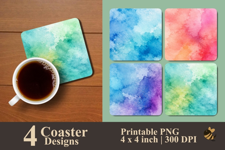 Timeless Watercolor Realms Coaster Sublimation Designs