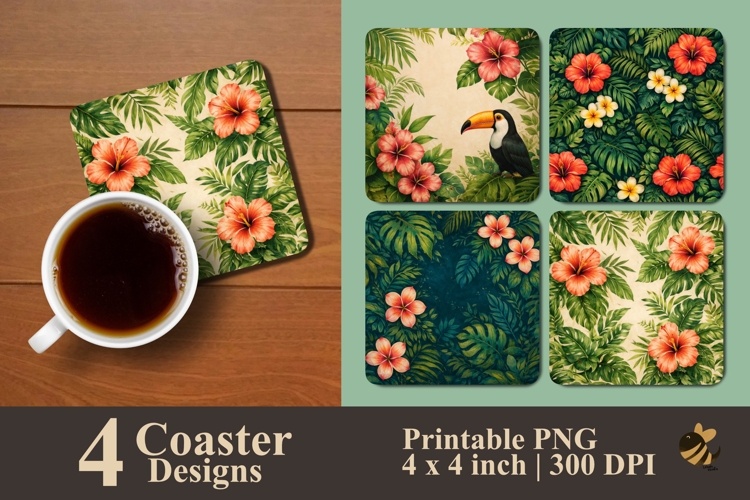 Tropical Vibes Botanical Coaster Sublimation Designs