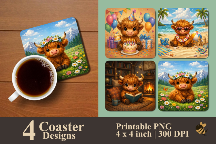 Cozy Cow Moments Coaster Sublimation Designs
