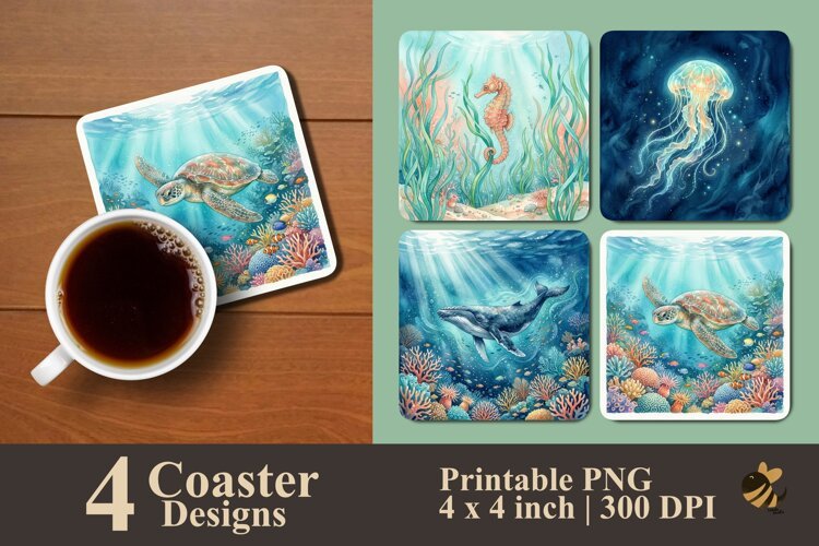 Under the Sea Coaster Sublimation Designs example image 1