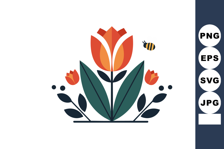 Flower With Bee Clipart Image 21
