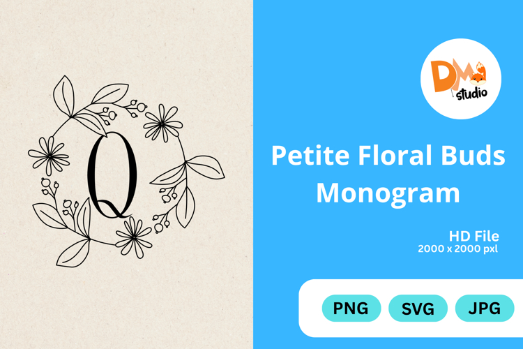 Petite Floral Buds Monogram