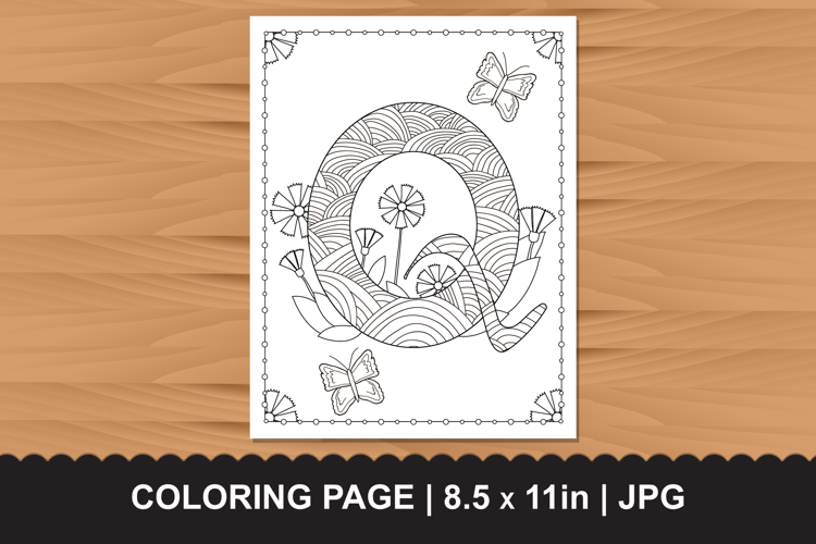 Letter Q Coloring Page with Butterflies and Flowers