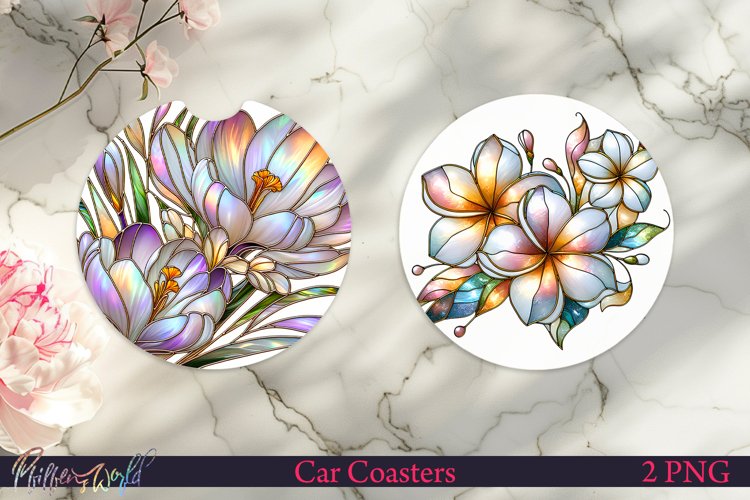 Car Coasters | Pearl Flowers | Pastel