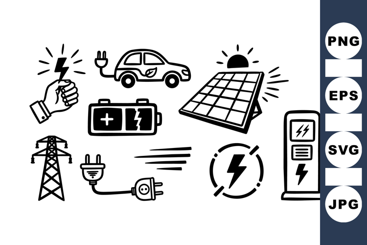 Hand Drawn Eco Energy Icon Pack For Projects