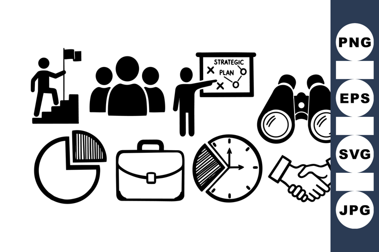 Professional Business Strategy Icon Set Bundle