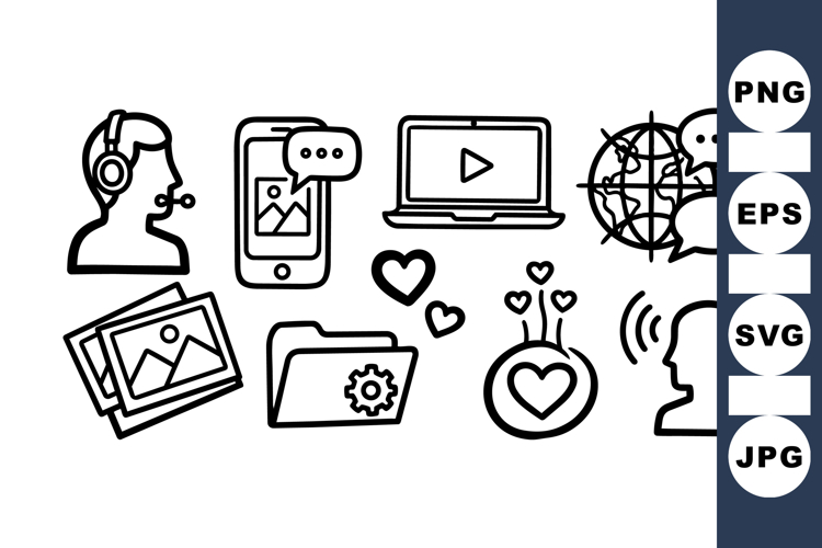 Vector Communication Icons Set for UI Design