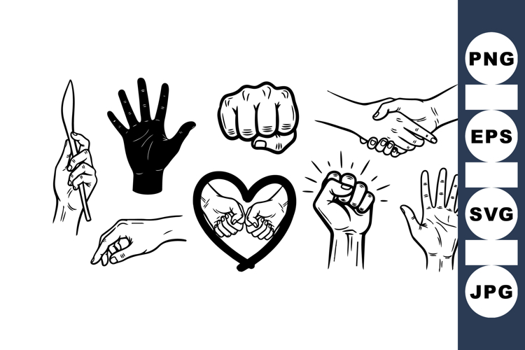 Minimalist Hand Gesture Vector Clipart Bundle