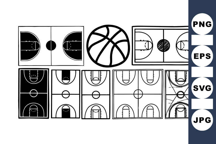 Basketball Court Vector Clipart Collection Set